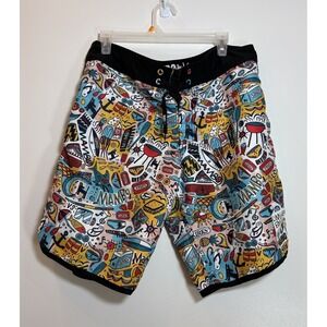 Mambo Australia Mens Board Shorts Size 34 Multi Color Graphic Print Surf Trunks
